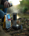 Aeropress brewing in the great outdoors