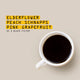 White mug with dark liquid on a beige background, tasting notes overlay 'ELDERFLOWER, PEACH SCHANPPS, PINK GRAPEFRUIT'.