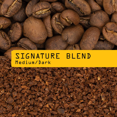 A photo of whole bean and ground coffee for Rave Signature Blend