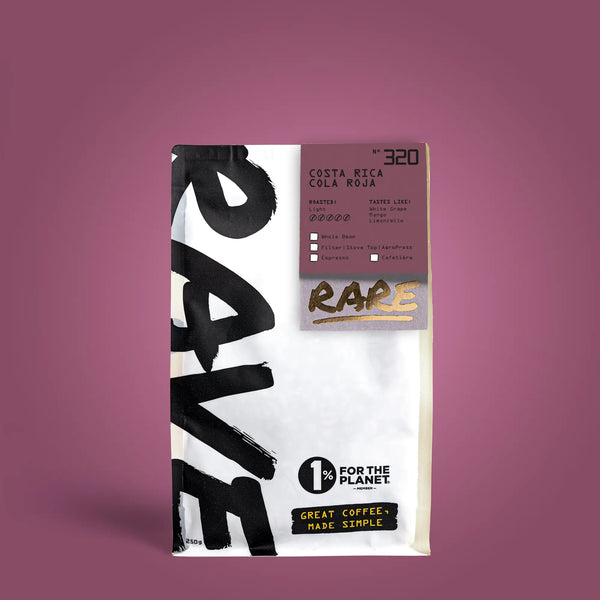 Costa_Rica_Cola_Roja No 320 -  250g coffee bag front view showing brand and label details