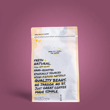 Costa_Rica_Cola_Roja No 320 -  250g coffee bag back view showing brand and label details