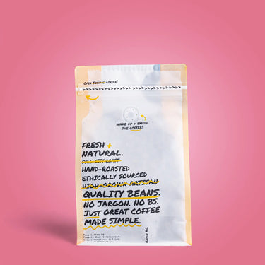 Guatemala_Francisco_Morales Coffee No 328 -  250g coffee bag back view showing brand and label details