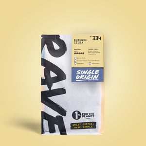 Coffee package with 'Single Origin' branding on a yellow background