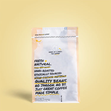 Burundi Izuba Coffee No 334 -  250g coffee bag back view showing brand and label details