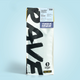 Coffee package with 'RAVE' branding on a light blue background