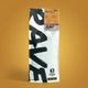 Coffee bag with 'Rave' branding on a brown background