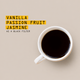 A cup of Colombia El Diviso Advanced Washed Nº 368 by RAVE COFFEE sits on a light beige surface. Text reads: Vanilla, Passion Fruit, Jasmine as a black filter, with the first three words highlighted in yellow blocks.