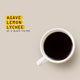 A top-down view of a white ceramic cup filled with black coffee on a warm beige background, next to yellow text that reads 'AGAVE LEMON LYCHEE' and smaller text 'AS A BLACK FILTER'.