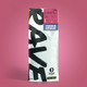 A single bag of coffee beans from the brand 'Rave' on a solid pink background. The bag is white with large black brushstroke lettering and features a pink and blue label at the top indicating 'Single Origin' and 'El Salvador'.