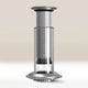 The Aerobie AeroPress Premium Coffee Maker, featuring a silver and clear cylindrical design with measurement markings and 3-in-1 brew technology, stands upright on a light surface against a neutral background.