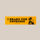 The RAVE COFFEE Car Bumper Sticker is a rectangular, yellow vinyl decal with a glossy finish. It features bold black 
