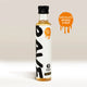 A clear bottle labeled RAVE COFFEE contains chocolate orange syrup, one of the UK blended flavoured Rave Coffee Syrups. An orange drop graphic displays CHOCOLATE ORANGE SYRUP, and the label features 1% for the planet at the bottom.