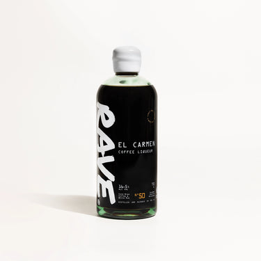 El Carmen No. 50 Coffee Liqueur bottle by Rave Coffee on a clean white background.