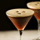 Espresso martini made with Rave El Carmen Coffee Liqueur topped with coffee beans