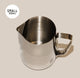 The Crema Pro Milk Steaming Jug or Pitcher, 12 OZ/350ml, features stainless steel construction, a handle, internal measurement markings, and a spout. 