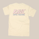 The Pink Rave | T-Shirt by RAVE COFFEE is a cream-colored unisex cotton shirt with bold pink 