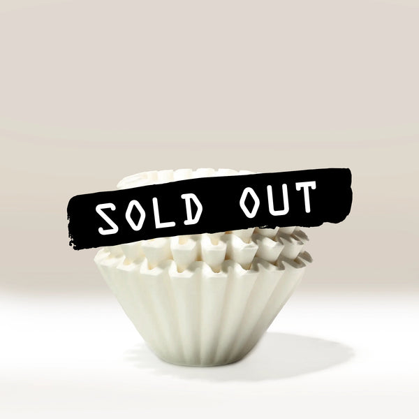 A stack of Kalita Wave 185 Paper Filters (Pack of 100) for flat bottom brewers with a bold black SOLD OUT banner across the center.
