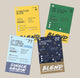 Four rectangular coffee blend tags from an Aeropress Gift Set, each listing flavor notes, roast levels, and brewing methods.