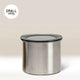 The Planetary Design Stainless Steel Airscape Coffee Storage Container, shown with a clear lid and labeled 
