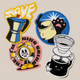 Brighten your day with RAVE COFFEE’s Sticker Pack Illustrated by Harry Knight, featuring four fun designs: a “YAY!” moka pot, a paw-print mug, a grumpy alarm clock with “THE MORNING GRIND,” and a smiling coffee dripper.