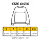 Sweatshirt size guide with measurements in centimeters