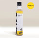 A bottle of Rave Coffee Syrups by RAVE COFFEE, featuring a white label, black cap, and a yellow sun-shaped design with “AMARETTO” in the corner. This UK blended coffee syrup highlights “1% for the Planet” and “Great coffee made simple.”.
