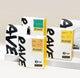 Four boxes of Ravecoffee’s Best Selling Blends – Whole Bean Variety Pack, featuring bold black lettering and vibrant labels, are displayed alongside two sleek white coffee bags on a light background. The modern packaging showcases the tagline “Great Coffee, Made Simple.” This popular Ravecoffee variety pack is ideal for anyone seeking convenient whole bean coffee with exceptional flavor.