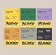 Six vibrant coffee blend cards from Ravecoffee’s Best Selling Blends - Whole Bean Variety Pack are displayed in two rows, each highlighting the blend name, number, roast icons, and tasting notes such as caramel, walnut, hazelnut, fudge, and chocolate on a beige backdrop—ideal for discovering top-selling blends or building your own Ravecoffee variety pack.