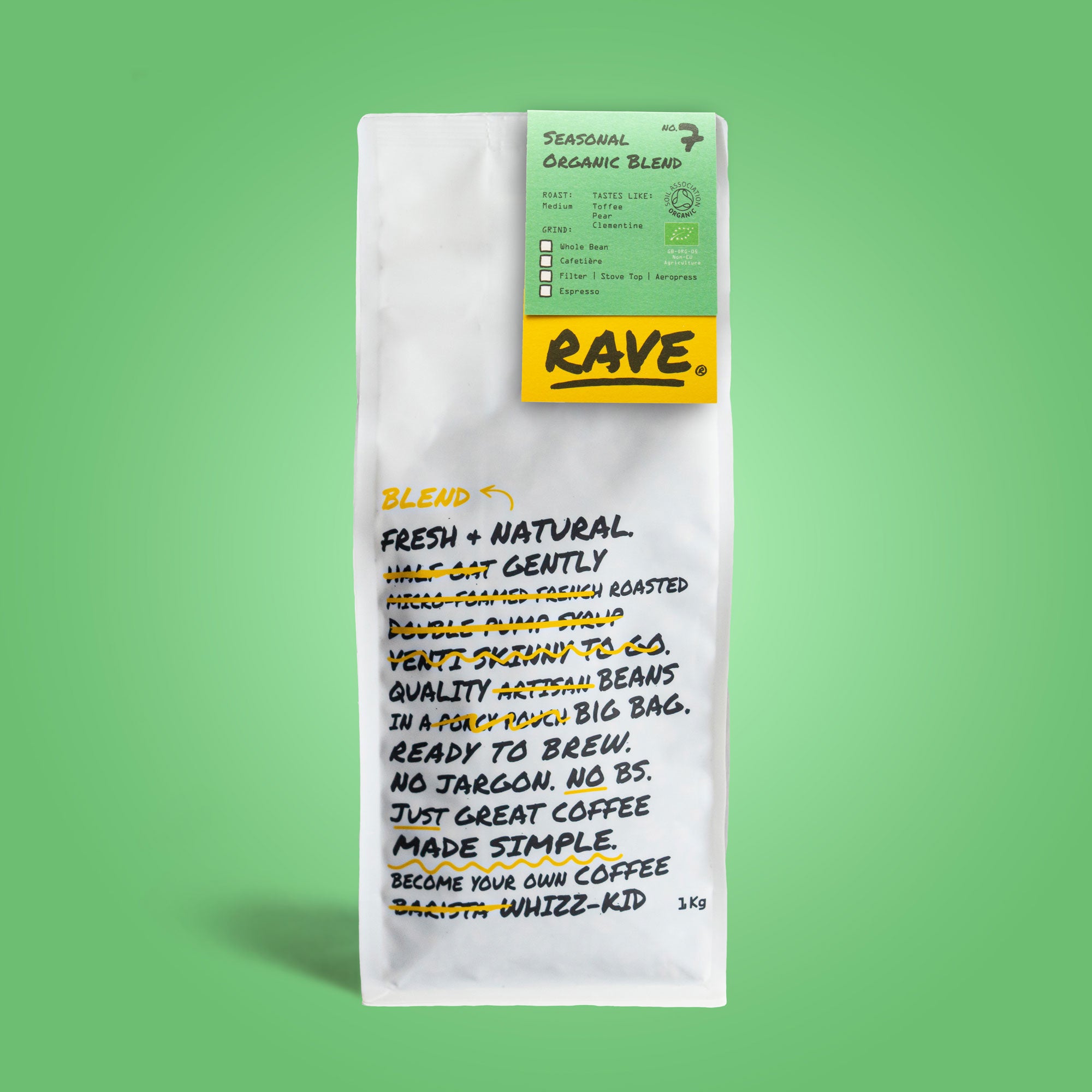 Rave Coffee - Signature Blend Freshly Roasted Whole Beans Coffee 1Kg :  : Grocery